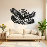 Eagle Mountain Flight Metal Wall Art | Wildlife Silhouette Decor