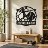 Personalized Softball Batter Metal Wall Art with Diamond - lifestyle view 4