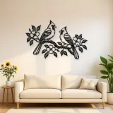 Two Birds on Branch Metal Wall Art | Wildlife Silhouette Decor