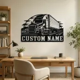 Personalized Modern Semi and Box Trailer Metal Wall Art - lifestyle view 4