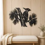 Woodpecker Pine Metal Wall Art | Wildlife Silhouette Decor - lifestyle view 5