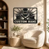 Personalized Welder Metal Wall Art with Torch and Hammer - lifestyle view 5