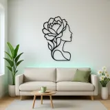 Single Profile Bloom Metal Wall Art | Minimalist Woman Line Art