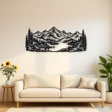 Highland Lake View Metal Wall Art | Nature Silhouette Decor