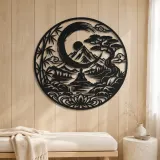 Zen Enso Mountain Metal Wall Art | Nature Silhouette Decor - lifestyle view 5