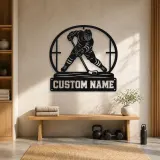 Décoration murale en métal personnalisée joueur de hockey sur glace