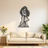 Mother Daughter Hug Metal Wall Art | Family Silhouette Decor