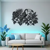 Toucan Leaf Garden Metal Wall Art | Wildlife Silhouette Decor