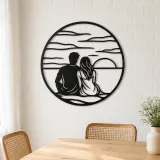 Sunset Silhouette Metal Wall Art | Romantic Couple Decor - lifestyle view 4