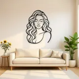 Wavy Hair Beauty Metal Wall Art | Minimalist Woman Line Art