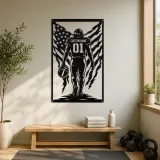 Personalized Number 01 Football Player American Flag Metal Wall Art - lifestyle view 4