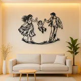 Parents Child Swing Metal Wall Art | Family Silhouette Decor