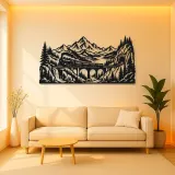 Train through Mountains Metal Wall Art | Travel and City Wall Decor
