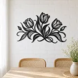 Tulip Trio Flow Metal Wall Art | Botanical Metal Wall Decor - lifestyle view 4