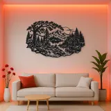 Forest Cabin Retreat Metal Wall Art | Nature Silhouette Decor