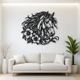 Horse Head Floral Metal Wall Art | Equestrian Wall Decor