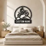 Personalized Motocross Rider Metal Wall Art with Mountain Jump - lifestyle view 3