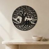 Tree with Family Metal Wall Art | Family Silhouette Decor - lifestyle view 3