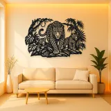 Leopard Jungle Metal Wall Art | Wildlife Silhouette Decor