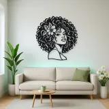 Afro Silhouette Face Metal Wall Art | Minimalist Woman Line Art