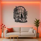 Cat on Windowsill Metal Wall Art | Pet Lover Silhouette Decor