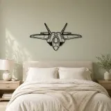F-22 Raptor Angle Airplane Silhouette Metal Wall Art, Metal Aircraft Silhouette, Aviation Wall Decor, Aviator Decor - lifestyle view 2