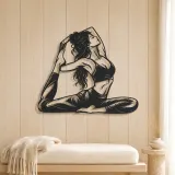 Pigeon Pose Serenity Metal Wall Art | Movement Silhouette Decor - lifestyle view 5