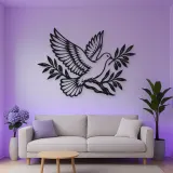 Dove Olive Branch Metal Wall Art | Wildlife Silhouette Decor