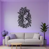 Botanical Hair Face Metal Wall Art | Minimalist Woman Line Art