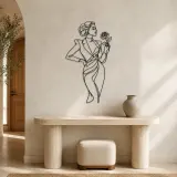 Fashion Muse with Rose Metal Wall Art | Botanical Woman Wall Decor - lifestyle view 3
