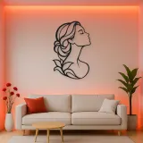 Minimal Beauty Profile Metal Wall Art | Minimalist Woman Line Art