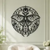Lunar Moth Emblem Metal Wall Art | Celestial Boho Wall Decor - lifestyle view 2