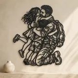 Homecoming Family Hug Metal Wall Art | Family Silhouette Decor - lifestyle view 3