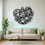 Cat Paw Heart Metal Wall Art | Pet Lover Silhouette Decor
