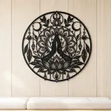 Meditation Hands Lotus Metal Wall Art | Movement Silhouette Decor - lifestyle view 5