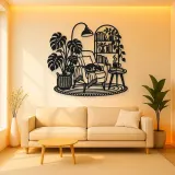 Books and Plant Metal Wall Art | Cozy Home Metal Decor