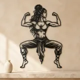 Goddess Pose Strength Metal Wall Art | Movement Silhouette Decor - lifestyle view 3