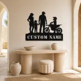Personalized Motocross Family with Mini Dirt Bike Metal Wall Art - lifestyle view 3