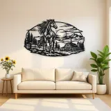 Horse Barn Horizon Metal Wall Art | Equestrian Wall Decor