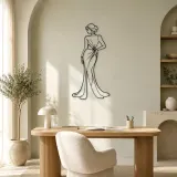 Hand on Hip Satin Gown Pose Metal Wall Art | Fashion Figure Wall Decor - lifestyle view 4