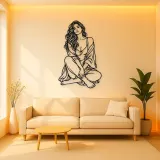 Folded Legs Muse Metal Wall Art | Minimalist Woman Line Art