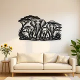 Elephant Family Walk Metal Wall Art | Wildlife Silhouette Decor