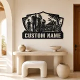 Personalized Family of Four Cruiser Motorcycle Metal Wall Art - lifestyle view 3