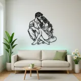 Seated Cuddle Metal Wall Art | Romantic Couple Decor