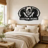 Personalized Two Horse Metal Wall Art with Horseshoe Frame - lifestyle view 2