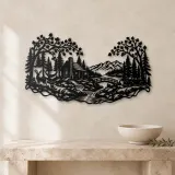 Autumn Woodland Flow Metal Wall Art | Nature Silhouette Decor - lifestyle view 3