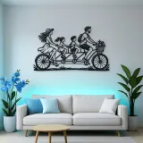 Family Bicycle Ride Metal Wall Art | Family Silhouette Decor