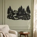 A-Frame Cabin Woods Metal Wall Art | Nature Silhouette Decor - lifestyle view 2