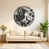 Celestial Woman Profile Metal Wall Art | Minimalist Woman Line Art