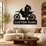 Décoration murale en métal personnalisée Couple Moto Tout Terrain